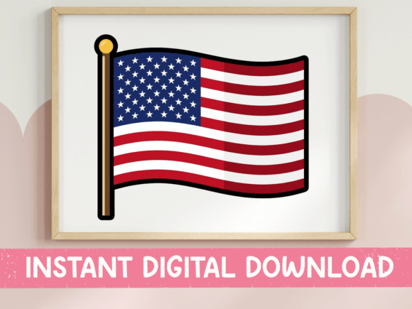 American Flag Cute Bold Sticker: Graphics for T-Shirt Designs