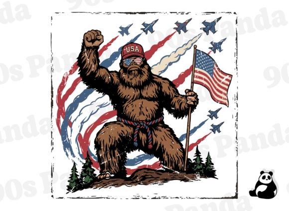 Bigfoot 4th of July Graphics for T-Shirt Designs