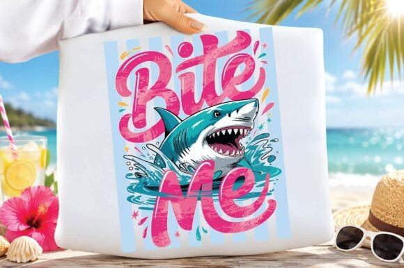 Bite Me Shark Ocean Beach Summer PNG: Graphics & T-Shirt Designs