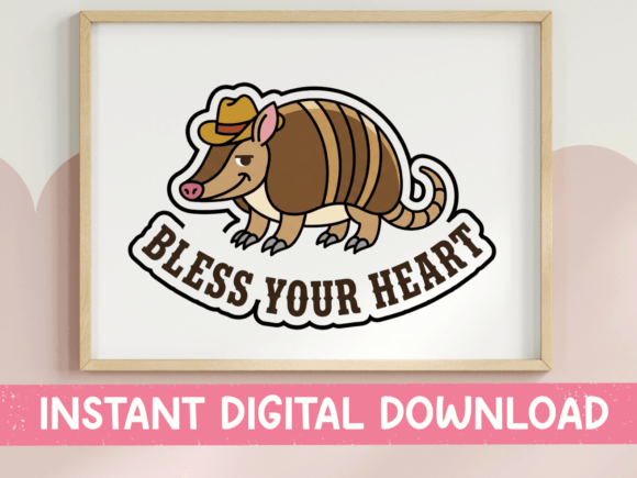 Bless Your Heart Armadillo Sticker Graphics