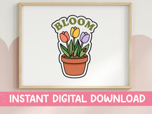 Bloom Tulip Pot Graphics for T-Shirt Designs