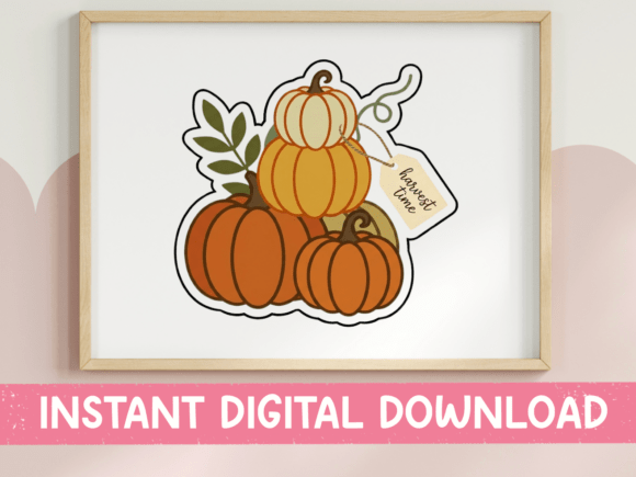 Harvest Time Pumpkin Stack Sticker Graphics for T-Shirt Designs