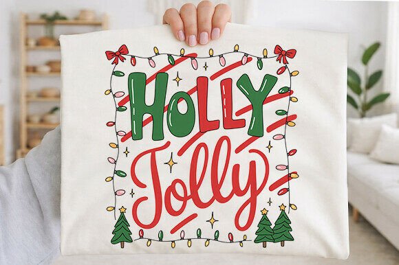 Holly Jolly Christmas Tree Graphics for T-Shirt Designs