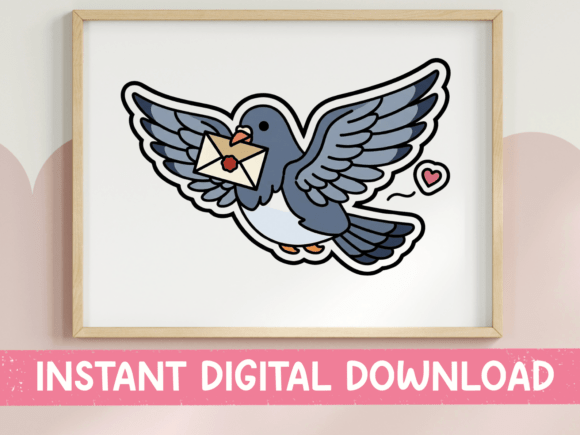 Love Letter Carrier Pigeon Sticker: Graphics for T-Shirt Designs