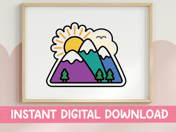 Mountain Sunset Adventure Sticker Graphics & T-Shirt Designs
