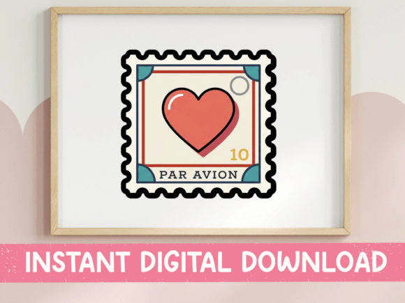 Par Avion Love Stamp Sticker: Graphics for T-Shirt Designs