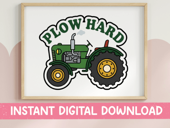 Plow Hard Tractor Graphics for T-Shirt Designs