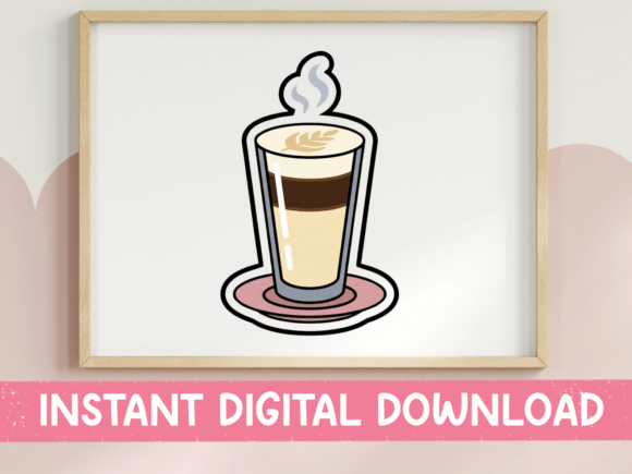 Review: Latte Glass Kawaii Coffee Sticker Design