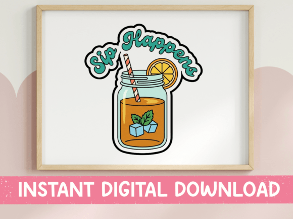 Sip Happens Iced Tea Sticker: Graphics for T-Shirt Designs